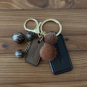 Handmade Brown Keychain Bag Charm with Gold Accents